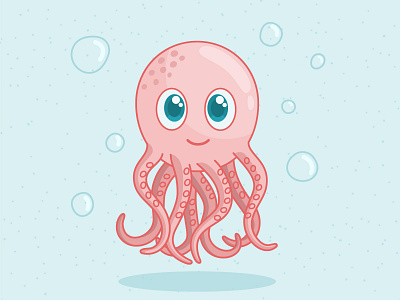 Octopus animal art blue character cute cute art design flat graphic design illustration illustrator octopus pink vector