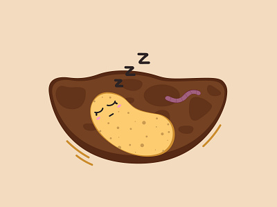 Sleeping potato 🥔 art character design flat graphic design illustration illustrator potato sleep vector vegetable worm
