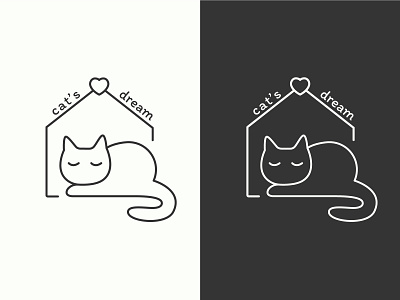 Cat's dream art branding cat design flat graphic design hotel illustration illustrator line art logo monoline one line art vector