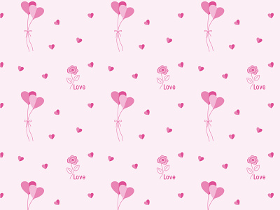Pattern 🌸 art balloons flat flowers graphic design heart illustration illustrator love pattern pink surfacepattern texture vector