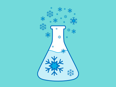 Laboratory flask with snowflakes ❄ art blue design flask flat illustration illustrator snow snowflakes vector