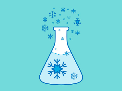 Laboratory flask with snowflakes ❄