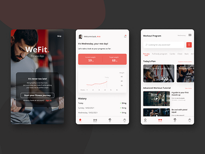 Fitness App UI concept concept design fitness gym minimal mobile mobile app design mobile ui ui uiux ux