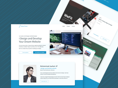 My Personal Website First Design Concept blue branding concept design exploration landing page landing page design minimal personal ui ux website