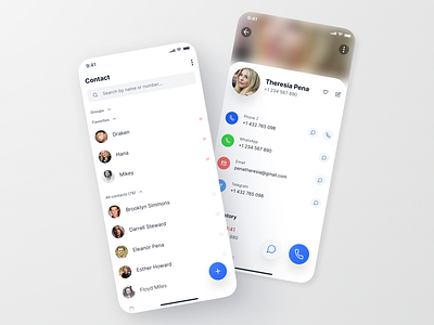 Contact App Design Concept blue clean concept contact design exploration minimal mobile app ui ux