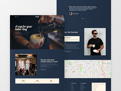 Coffee Shop Landing Page Design blue clean coffee coffeeshop concept design exploration landing page minimal ui ux website