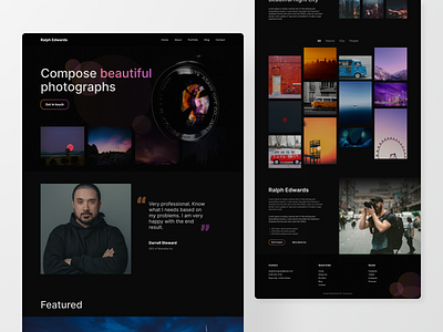 Photographer's Portfolio Site blue branding clean concept dark design exploration landing page landing page design photographer portfolio ui ux website
