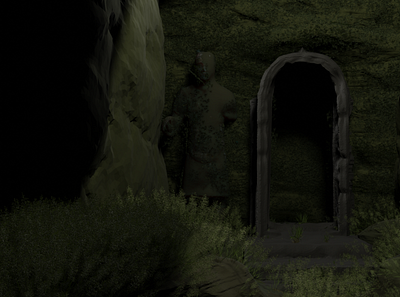 Abandoned Ancient Gate 3d design flat graphic design