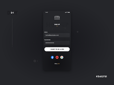 01. Sign Up | Star Wars: Jedi Fallen Order - Tactical Guide App. design flat minimal typography ui ux