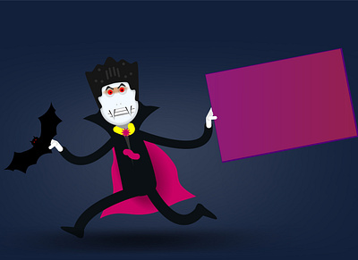 Vampire Count with an empty sign for Halloween branding design halloween illustration logo vector website