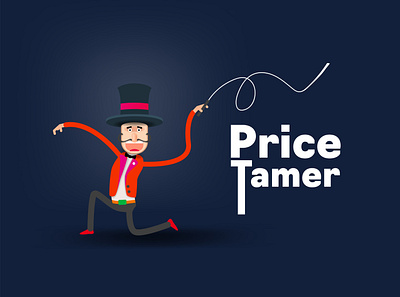 Animal trainer with a whip decorates prices cartoon charackter circus design illustration people vector website