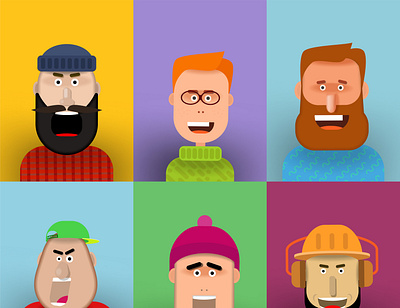 Cartoon men on a colored background cartoon design illustration logo people vector website