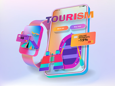Mobile interface of the web application for tourism on the phone globe