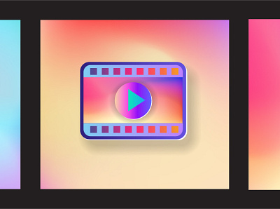 A set of colored icons store computer display and movie icon film