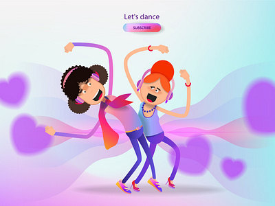 Two cartoon girls dancing at a party female