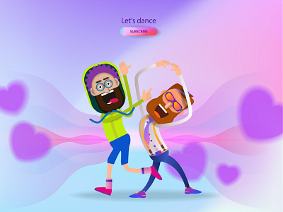 Cartoon men dancing at a party star