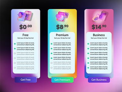 Collection of color price lists for a website flyer