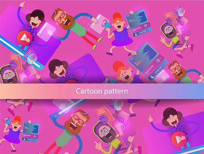 Pattern of cartoon characters garden