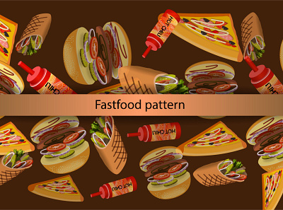 A pattern of a hamburger hot dog and a cup of coffee set