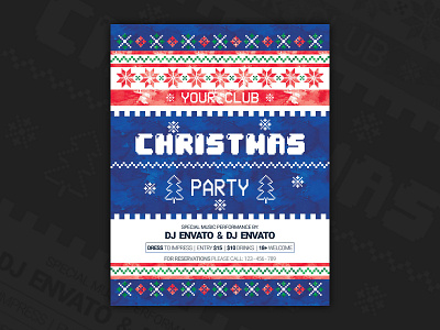 Ugly Sweater Christmas Party Flyer And Poster