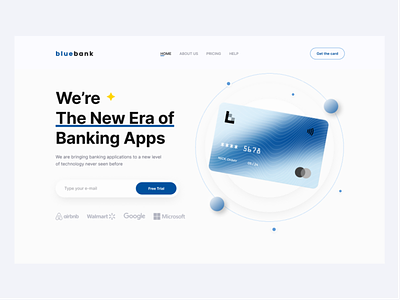 BlueBank - Digital Payment LandingPage bank card design illustration typography ui ux
