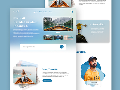 Landing Page - TravelGo. beach blue design illustration landing landing page page travel travelling ui ui design uiux ux web web design