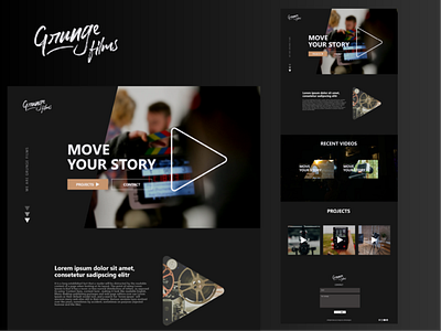 Grunge Films design logo mockup ui videography website