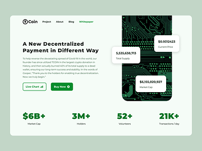 T-Coin - Cryptocurrency Website Exploration design landing page ui web
