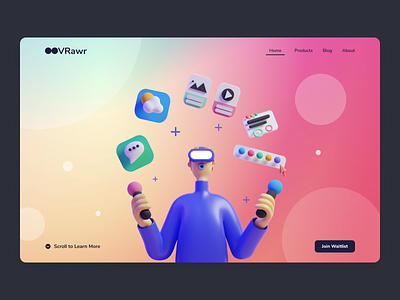 VRawr - VR Header Website design header landing page responsive ui ux web