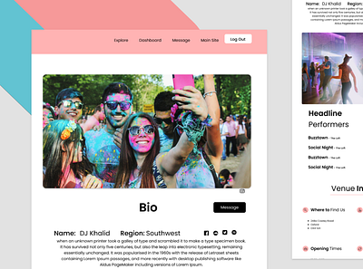 Webpage design for DJ's BIO bio page design dj website design infopage design website design
