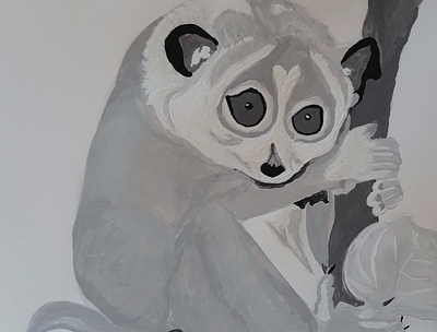 Lemur (Value Study) gouache hue illustration value