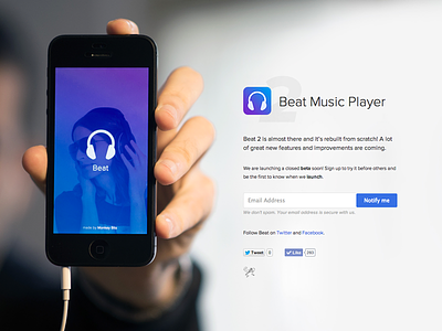 Beat 2 Coming Soon app beat coming soon flat ios iphone minimal music player teaser