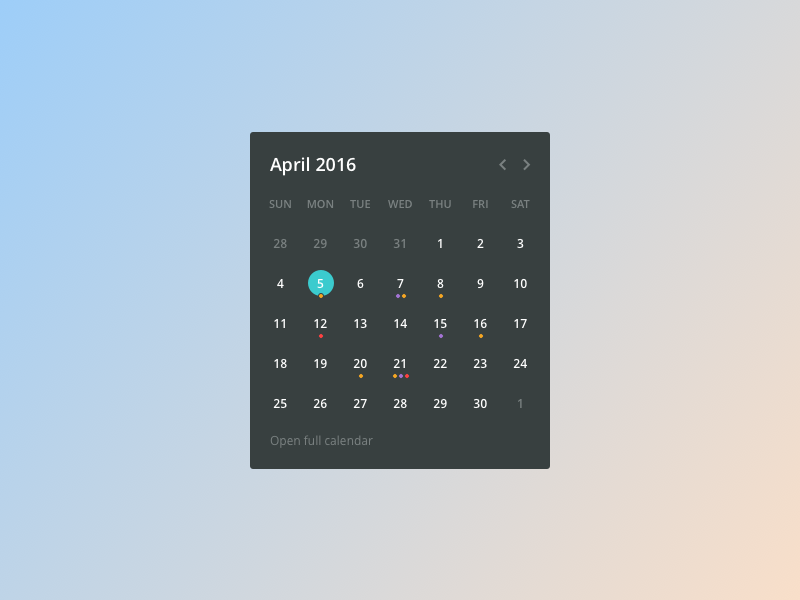 Calendar Widget by Milos Milikic on Dribbble