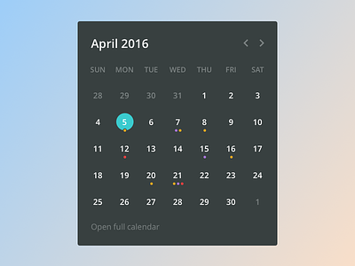 Calendar Widget app application appointment calendar clean date flat interface minimal reminder ui widget