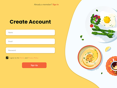 Daily UI : Sign Up daily 100 challenge dailyui dailyui 001 dailyuichallenge food ui recipe ui signup