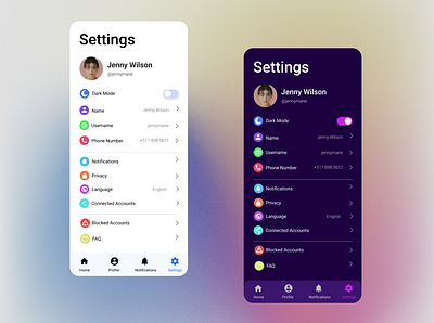 Daily UI 007 (Settings Page) app design daily 100 challenge daily ui daily ui 007 dailyui dailyuichallenge design settings page settingspage ui