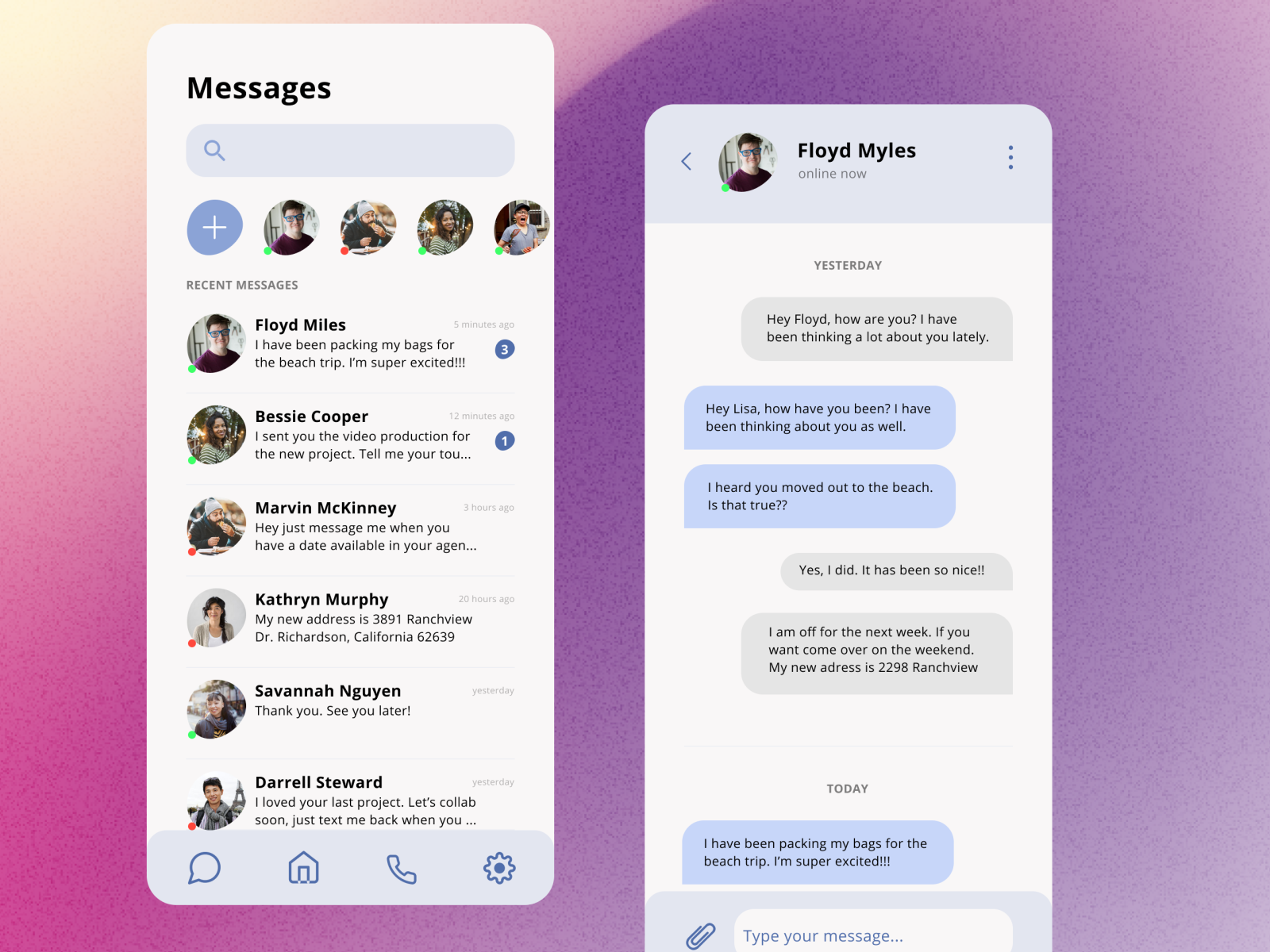 Daily UI 013 Direct Messaging by Florencia Ezcurra on Dribbble