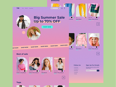 TiBi e-commerce branding clothing design e commerce ecommerce flat gradient pink retro teen concept ui ux web web design webdesign