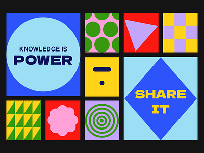 The Thinkific “Knowledge is power. Share it.” challenge colors forms illustration knowledge knowledge is power shapes thinkific