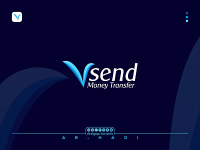 VSEND Money Transfer Logo combination mark logo exchange graphic design in modern logo money money exchange out send money transaction transfer vsend
