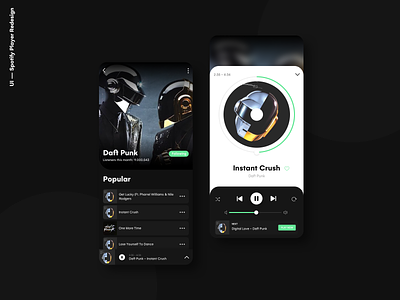 Spotify Music Player Concept app apple application daftpunk design ios music music app music player musician musicplayer spotify ui ux