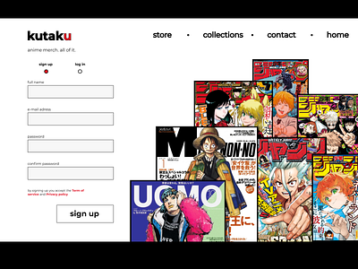 Anime merch store anime daily 100 challenge daily100challenge dailyui dailyui 001 dailyuichallenge signup ui webpage