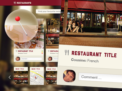 Pin Your Favourite Restaurant concept pin restaurant ui