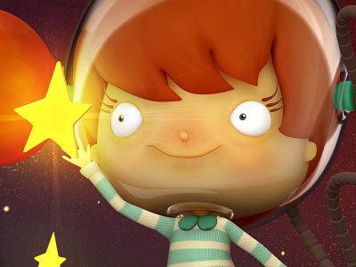Penelope 3d character design girl redhead space star zbrush