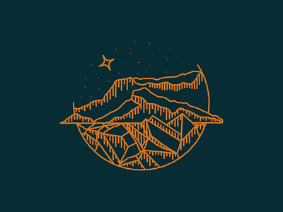 Økonomi coin illustrate illustration line linework minimal minimalism minimalistic moon mountain nature stars