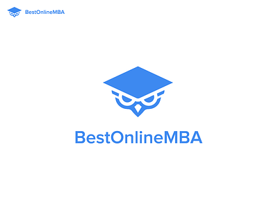 BestOnlineMBA Logo brand branding college grad graduation hat identity intelligence logo owl school university