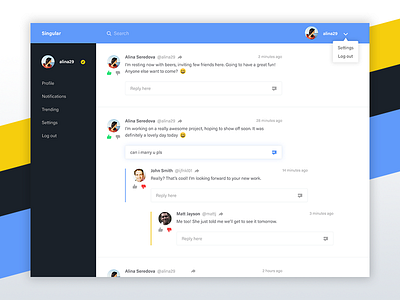 Community discussion webapp app chat comments community discussion material minimal ui webapp