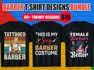 Barber T-Shirt Design Bundle
