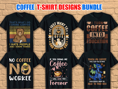 Coffee T-Shirt Design Bundle coffee lover shirt illustration logo merch by amazon t shirt design t shirt design ideas t shirt design vector t shirt designer vector art vector illustration