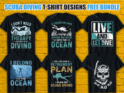 Scuba Diving T-Shirt Design Bundle Free Download